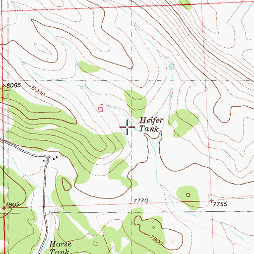 Topographic Map of Heifer Tank, NM