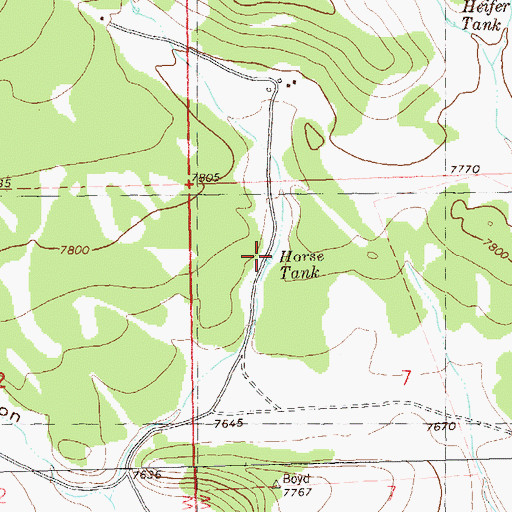 Topographic Map of Horse Tank, NM