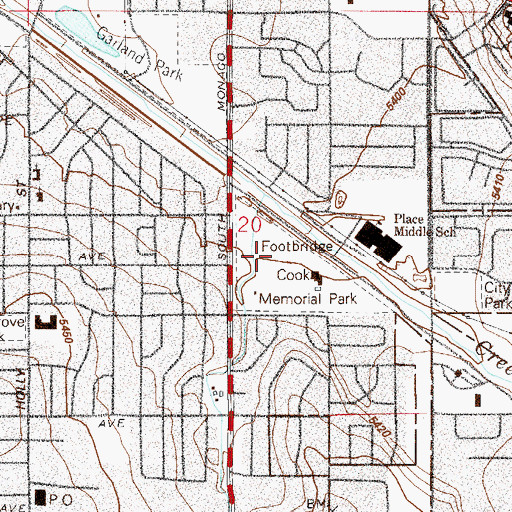 Topographic Map of Cook Park, CO