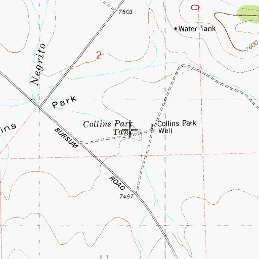 Topographic Map of Collins Park Tank, NM