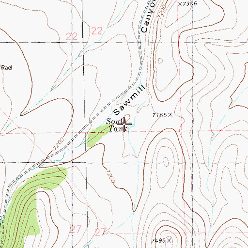 Topographic Map of South Tank, NM