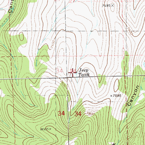 Topographic Map of Jeep Tank, NM