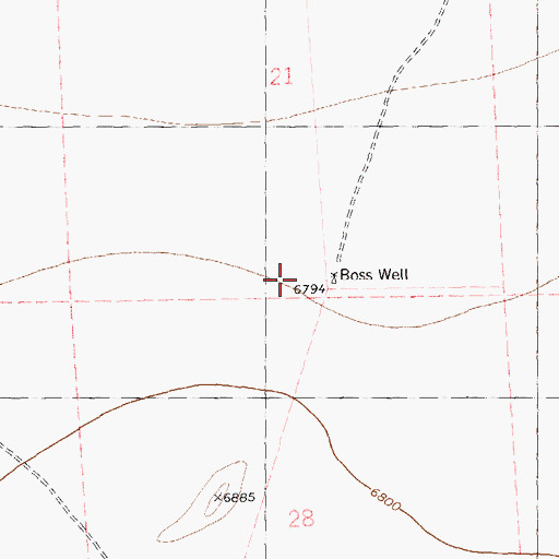 Topographic Map of Boss Well, NM