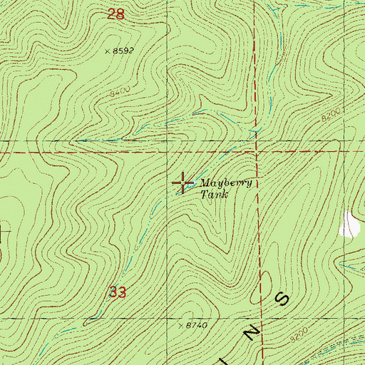 Topographic Map of Mayberry Tank, NM