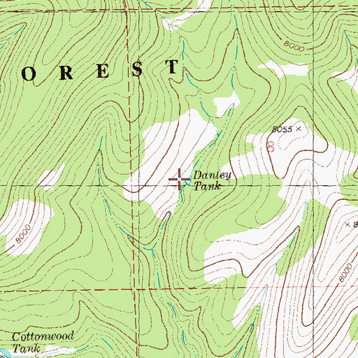 Topographic Map of Danley Tank, NM