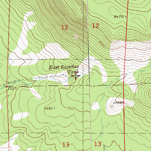 Topographic Map of East Sanchez Tank, NM