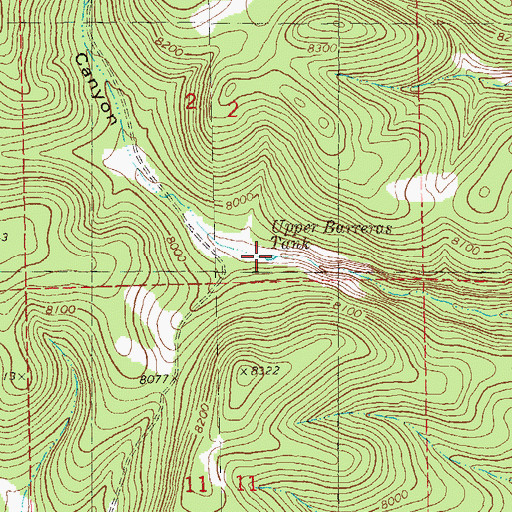 Topographic Map of Upper Barreras Tank, NM