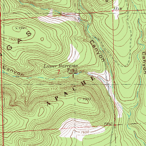 Topographic Map of Lower Barreras Tank, NM
