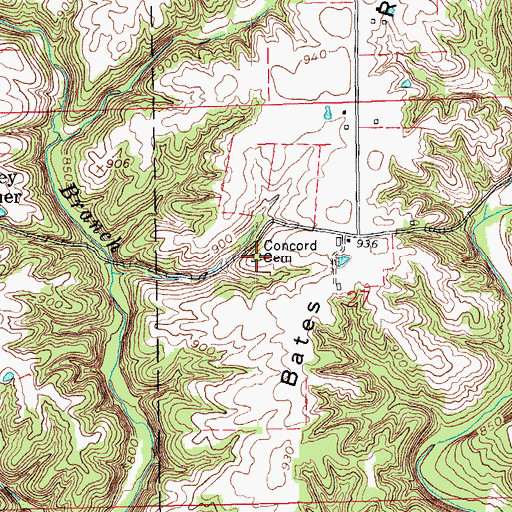 Topographic Map of Concord Cemetery, IN