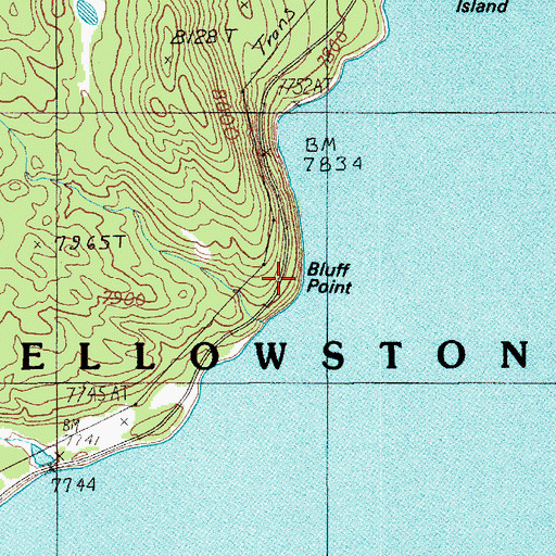 Topographic Map of Bluff Point, WY