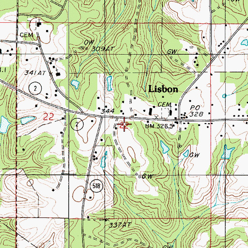 Topographic Map of Killgore Cemetery, LA