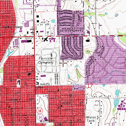 Topographic Map of Fairview Cemetery, OK