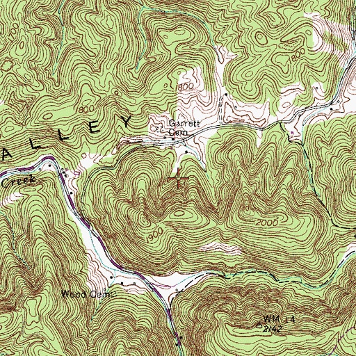 Topographic Map of Nordyke, VA