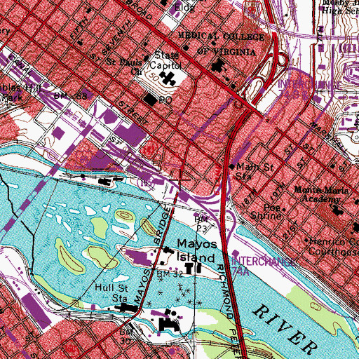 Topographic Map of Bacons Quarter Branch, VA