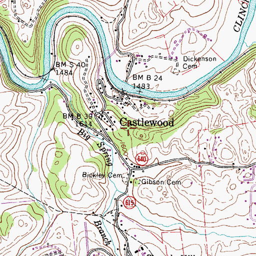Topographic Map of Bickley Mill, VA