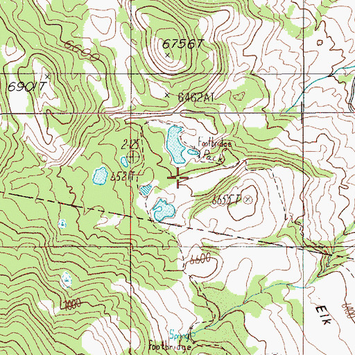 Topographic Map of Beaver Ponds, WY
