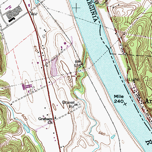 Topographic Map of Wolf Bar, WV