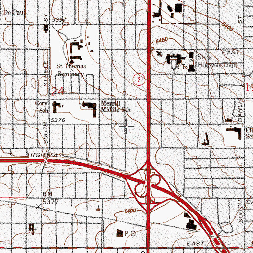 Topographic Map of Boulevard Shopping Center, CO