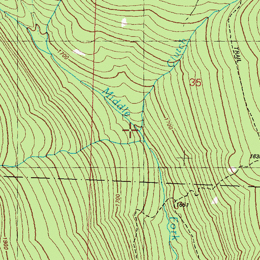 Topographic Map of Clutch Creek, WA