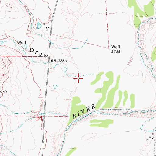 Topographic Map of Catfish Geyser, WY