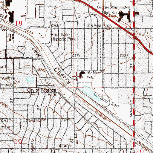 Topographic Map of McMeen Elementary School, CO