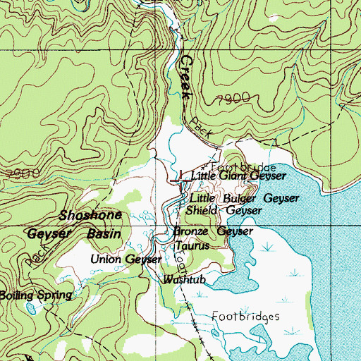 Topographic Map of Little Giant Geyser, WY
