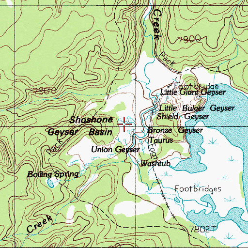 Topographic Map of Minute Man Geyser, WY