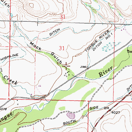 Topographic Map of Model Geyser, WY