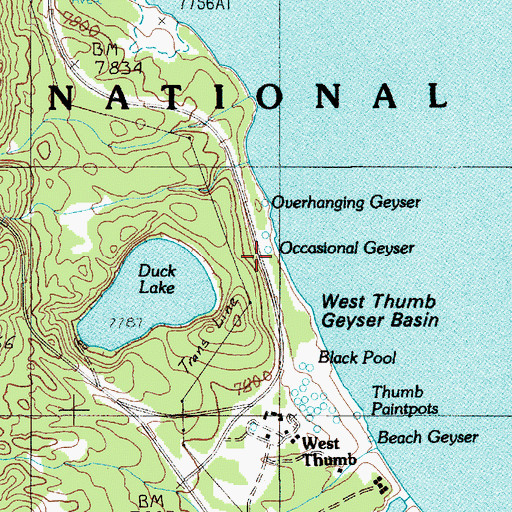 Topographic Map of Occasional Geyser, WY
