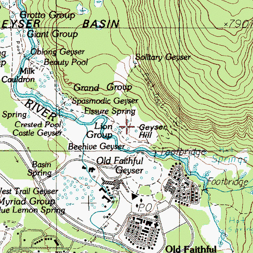 Topographic Map of Pump Geyser, WY