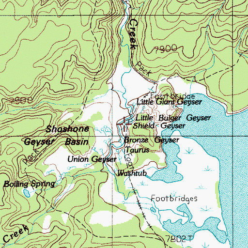 Topographic Map of Shield Geyser, WY
