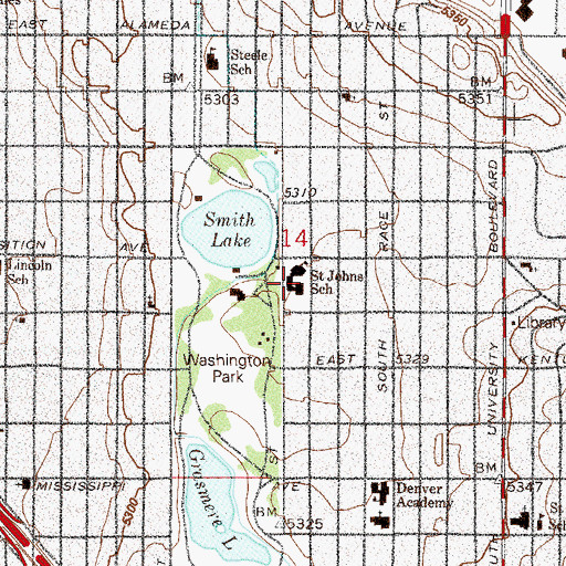 Topographic Map of Saint Johns Lutheran School, CO