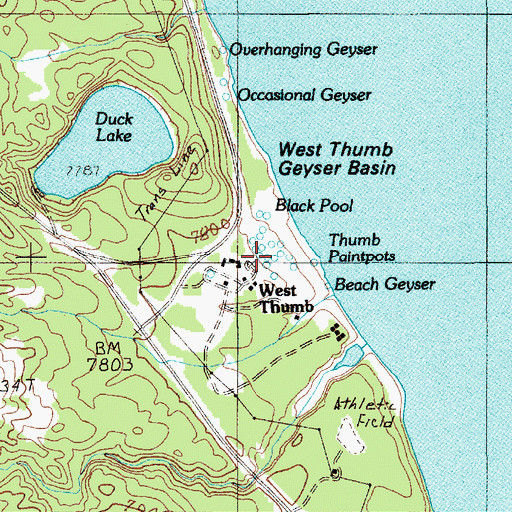 Topographic Map of Twin Geysers, WY