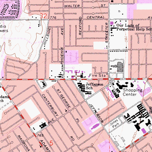 Topographic Map of Arlington Avenue Church of the Nazarene, CA