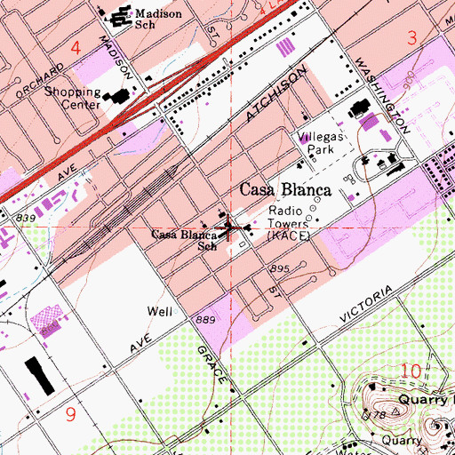 Topographic Map of Casa Blanca Branch Riverside City and County Public Library, CA