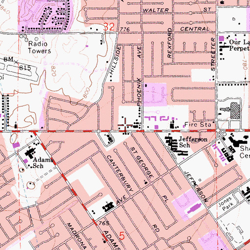 Topographic Map of Central Community Christian Church, CA