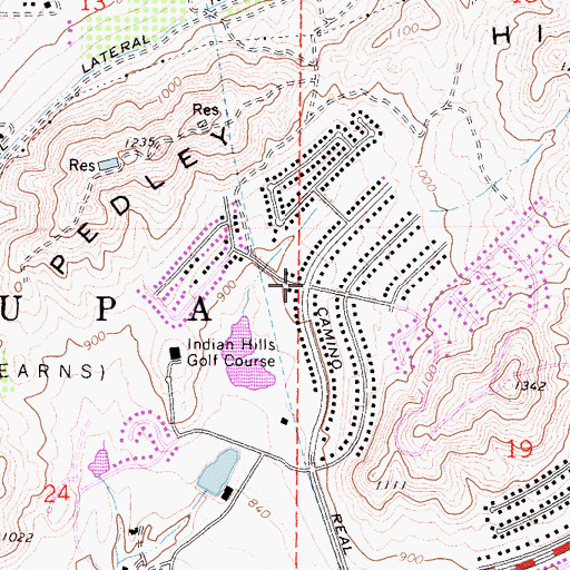 Topographic Map of De Anza Village, CA