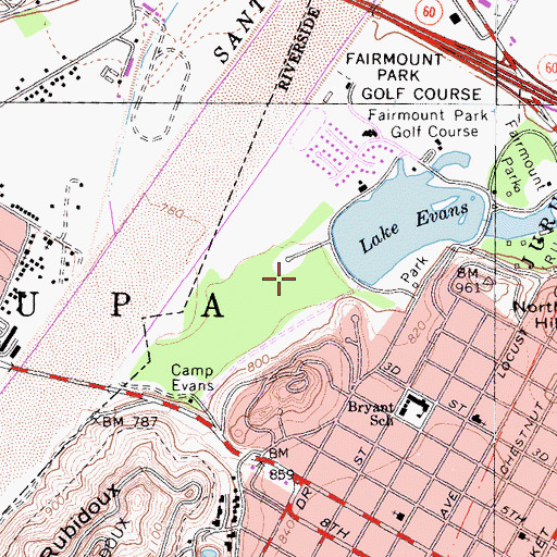 Topographic Map of Fairmount Park, CA