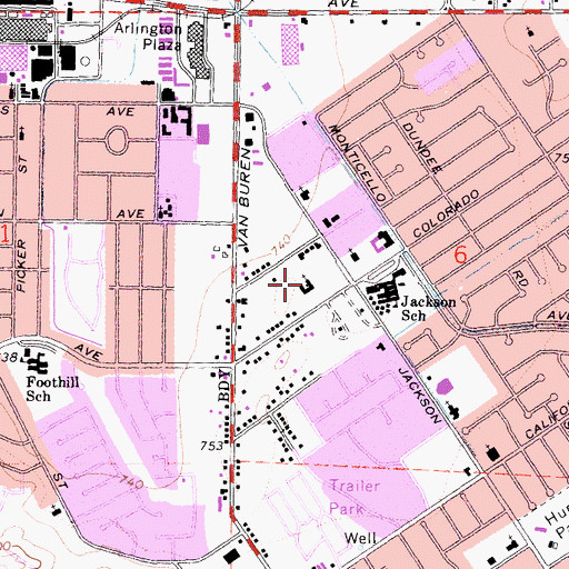 Topographic Map of First Baptist Church, CA