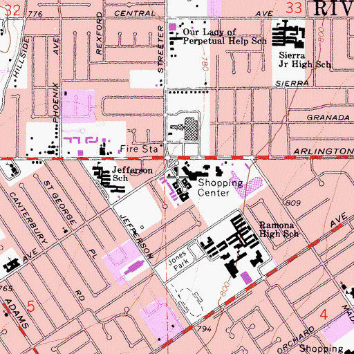 Topographic Map of Hardman Shopping Center, CA