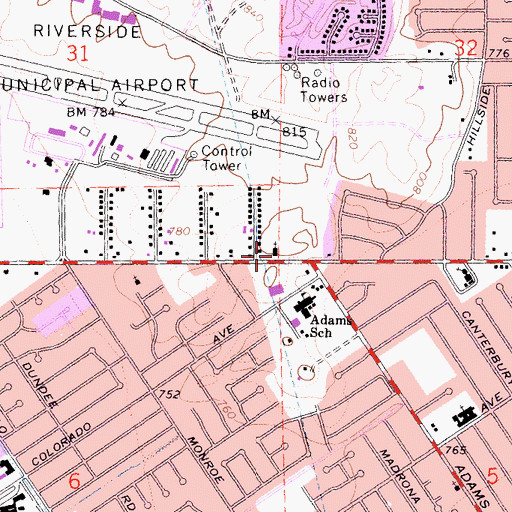 Topographic Map of Harvest Christian Fellowship Church, CA