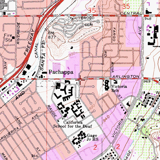 Topographic Map of Hope Lutheran Church, CA