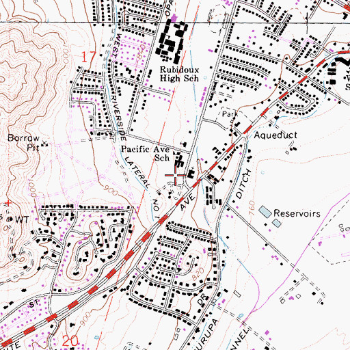 Topographic Map of Limonite Avenue Christian Fellowship Church, CA