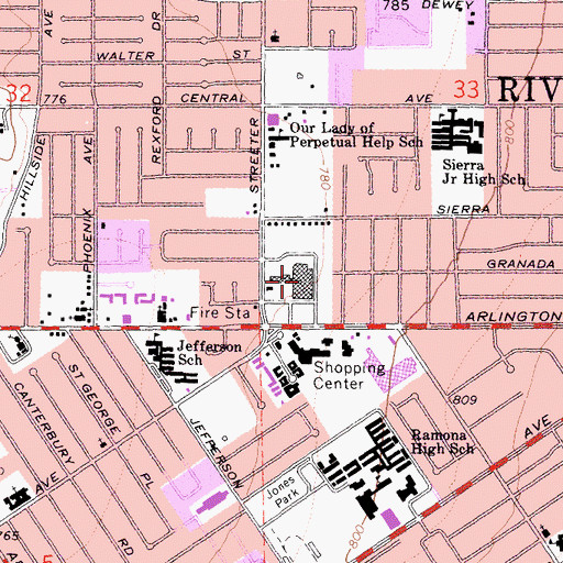 Topographic Map of Lincoln Plaza Shopping Center, CA