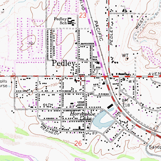 Topographic Map of Pedley Square Shopping Center, CA