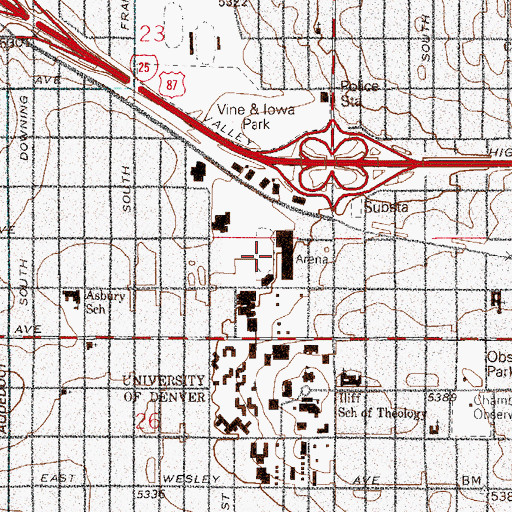 Topographic Map of Hilltop Stadium, CO