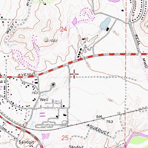 Topographic Map of Rubidoux Post Office, CA