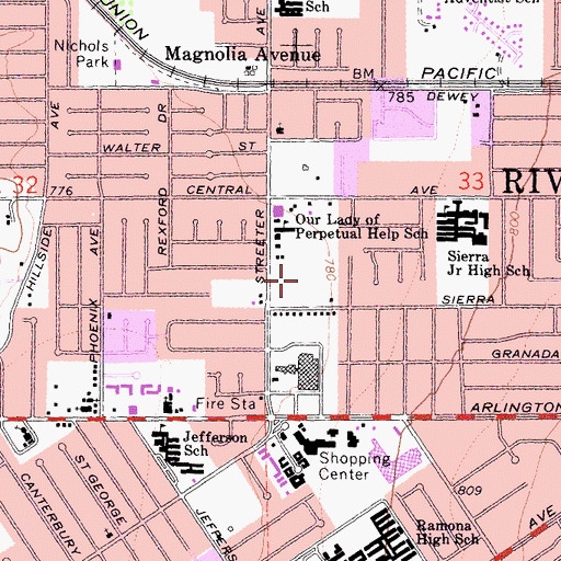 Topographic Map of Streeter Park, CA