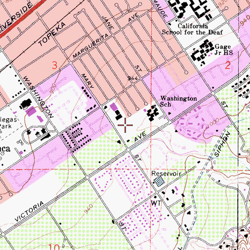 Topographic Map of Washington Park, CA