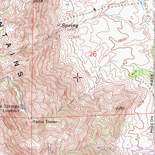 Topographic Map of Box Springs Mountain Regional Park, CA